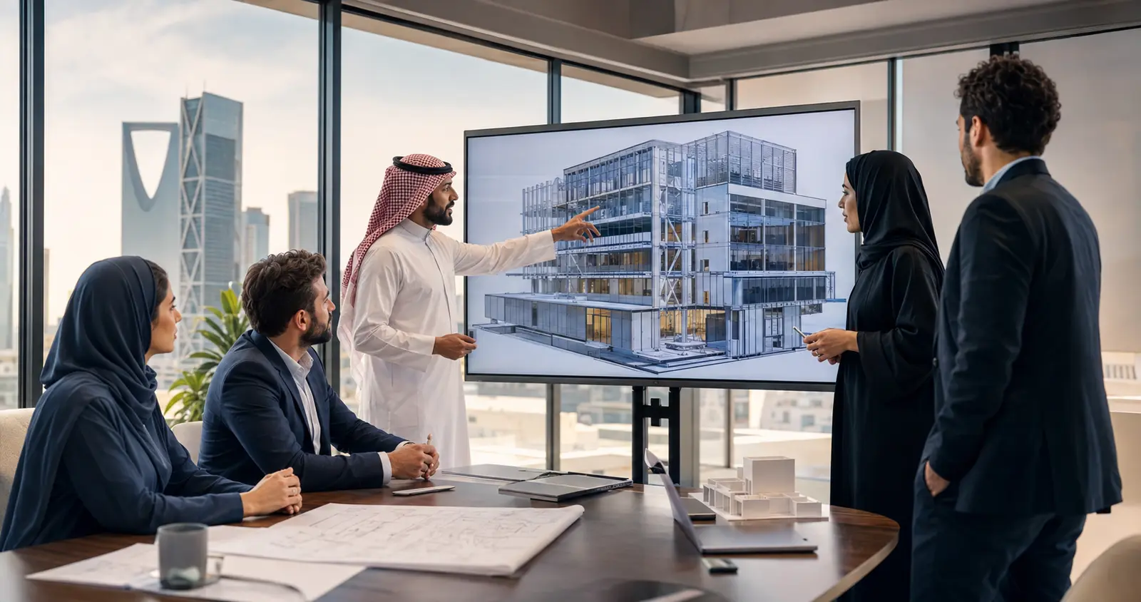 BIM coordination team reviewing a federated model